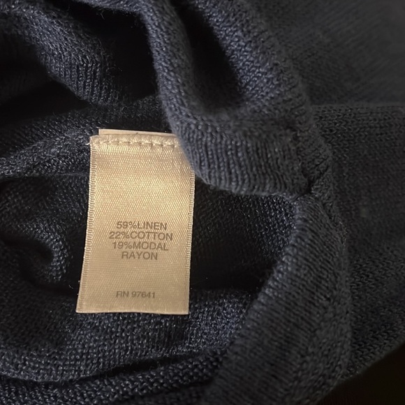 J. Jill navy blue blue summery linen blend wide scoop neck tunic top / sweater - Picture 7 of 7